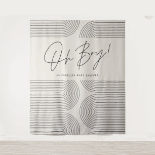 Oh boy Baby shower black and white modern elegant Tapestry