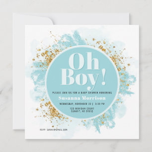 Oh Boy Baby Shower Blue Invitation