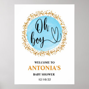 Oh Boy Baby Shower Blue Welcome  Poster