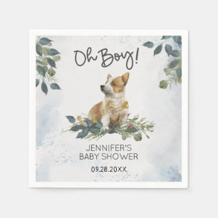 Oh Boy ! Baby Shower Corgi Puppy Napkin