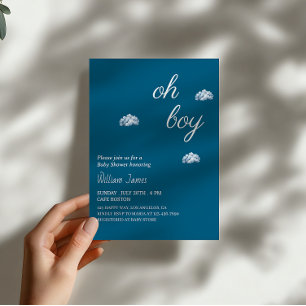 Oh Boy Baby Shower - Cute Cloud Design             Invitation