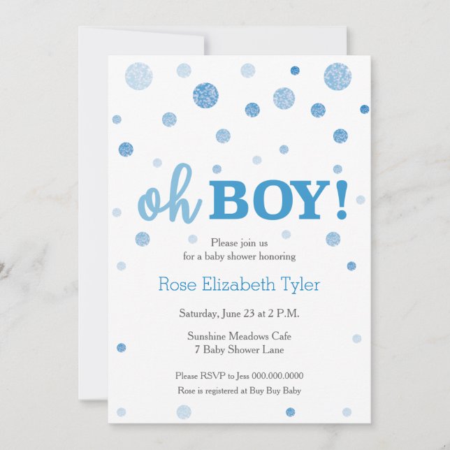 Oh BOY! Baby Shower Invitation (Front)