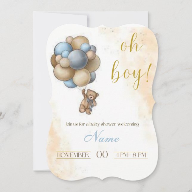OH BOY Baby shower Invitation (Front)
