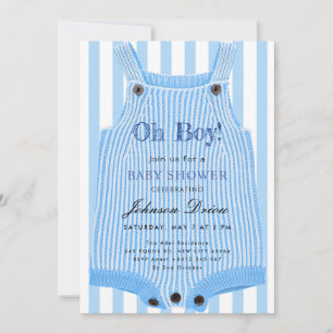 Oh Boy Baby Shower Invitation   Blue Watercolor