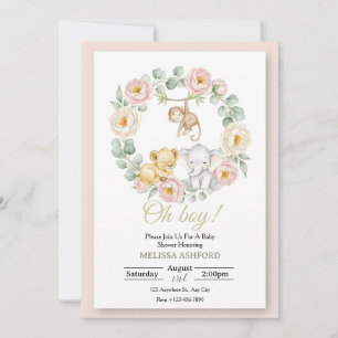 Oh Boy Baby Shower Invitation   Safari Animals 