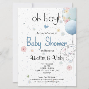 Oh boy! baby shower lindo conejito invitation