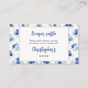Oh Boy Baby Shower Modern Eucalyptus Blue Balloon Enclosure Card