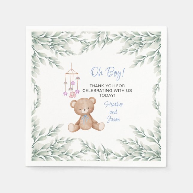 Oh Boy Baby Shower Paper Napkins (Front)