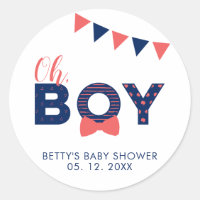 Oh Boy Baby Shower | Party Favour Thank you Sticke