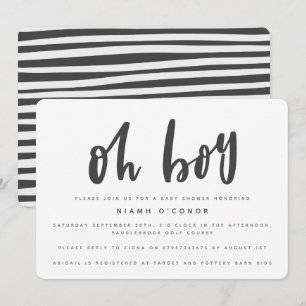 Oh boy, baby shower party invitation