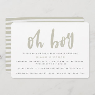 Oh boy, baby shower party invitation (sand)