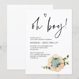 Oh Boy Baby Shower Party Thanksgiving Fall Invitation