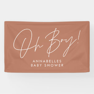 oh Boy baby shower script modern terracotta chic Banner