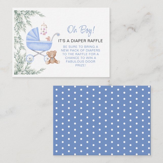Oh Boy Baby Stroller And Mobile Diaper Raffle Enclosure Card (Front/Back)
