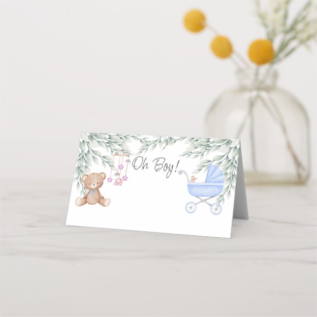 Oh Boy Baby Stroller and Mobile Shower Food Tent Place Card (Front)
