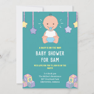 Oh Boy Baby toys blue baby shower Invitation