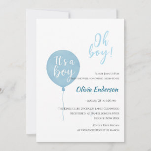 Oh boy! Balloon baby is due Invitation