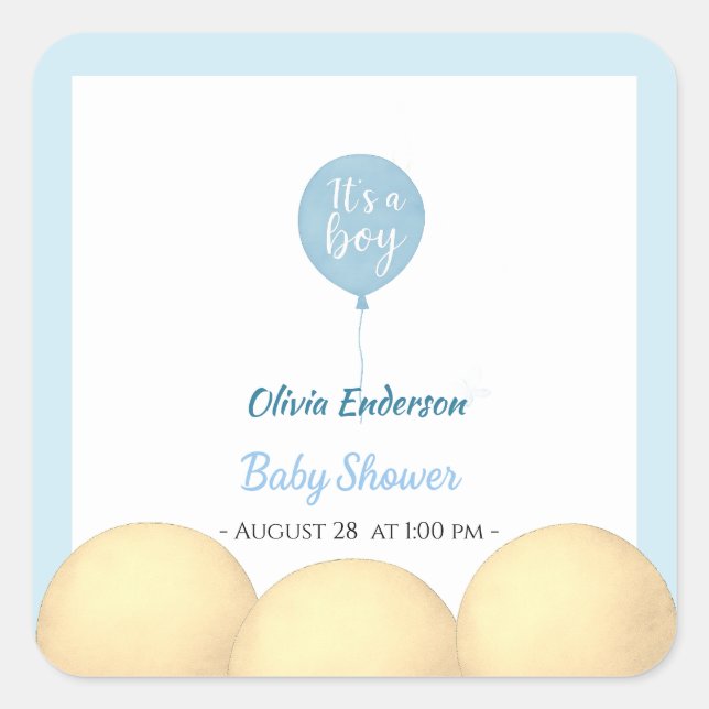 Oh boy! Balloon baby is due Square Sticker (Front)