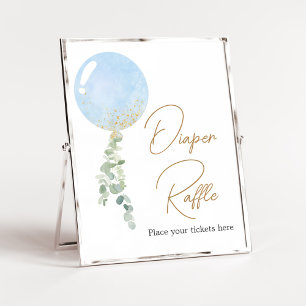 Oh Boy Balloon Baby Shower Diaper Raffle Poster