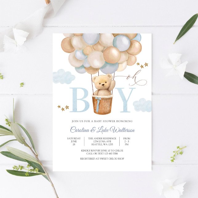 Oh Boy Balloon Baby Shower Invitation (Creator Uploaded)