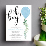 Oh Boy balloon greenery eucalyptus baby shower Invitation<br><div class="desc">For more advanced customisation of this design,  simply select the "Customise It" button above!</div>