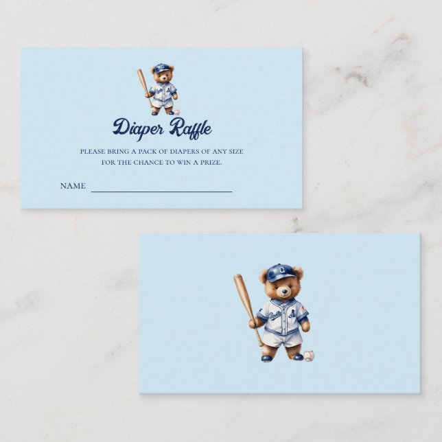 Oh Boy Baseball Baby Shower Diaper Raffle Tickets Enclosure Card (Front/Back)