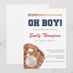 Oh Boy Baseball Baby Shower Invitation