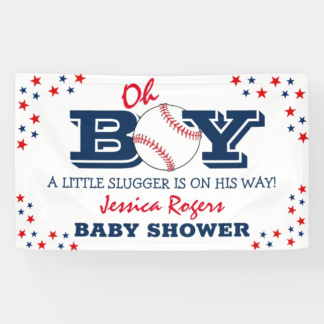 'Oh Boy' Baseball Sport Baby Shower Banner (Horizontal)