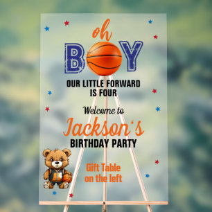 Oh Boy Basketball Birthday Welcome Sports Sign