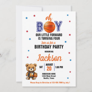 Oh Boy Basketball Theme Any Age Birthday Invitation