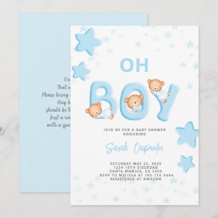 Oh Boy Bear Baby Shower Boy Invitation