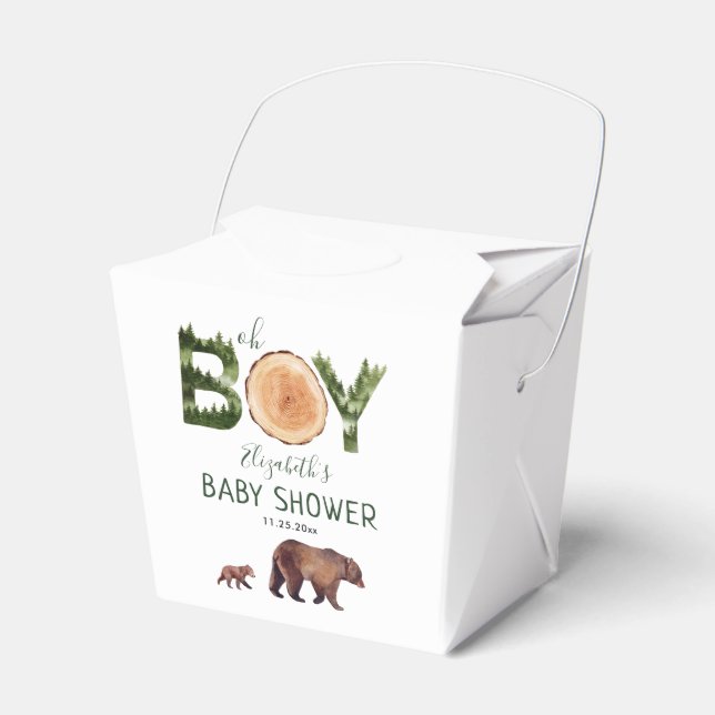Oh Boy Bear Baby Shower  Favour Box (Front Side)