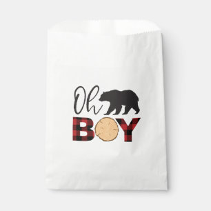 Oh Boy Bear Buffalo Plaid Baby Shower Favour Bags