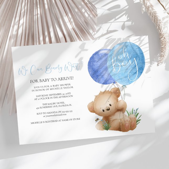 Oh Boy Bear & The Bee Baby Shower Invitation (Creator Uploaded)