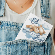 Oh Boy Bearly Wait Bear Blue Clouds Baby Shower