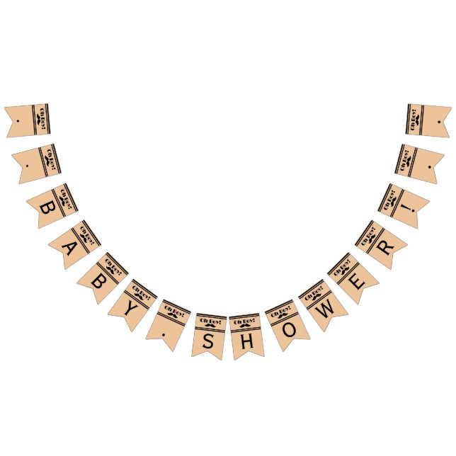 Oh Boy Black Moustache Baby Shower Bunting (All)