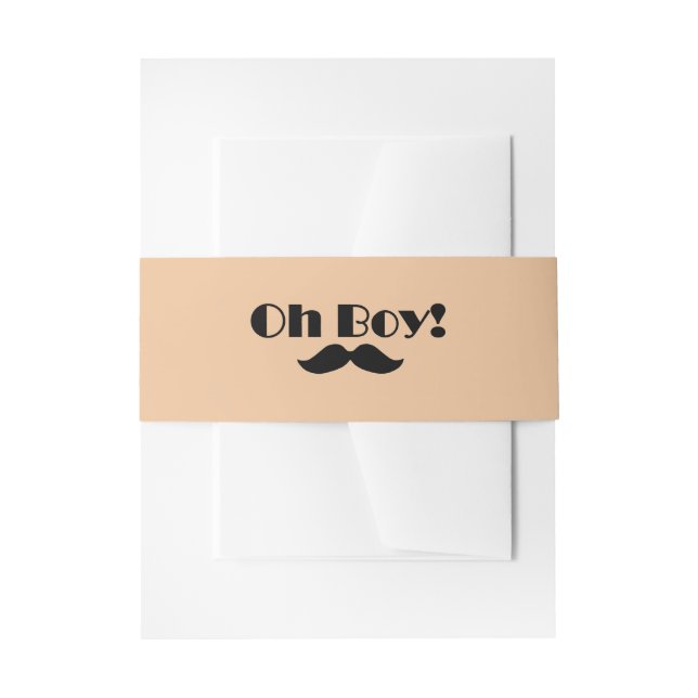 Oh Boy Black Mustache Baby Shower Invitation Belly Band (Front Example)