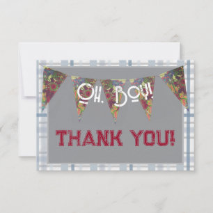 Oh, Boy! blue and floral bunting Thank You Card