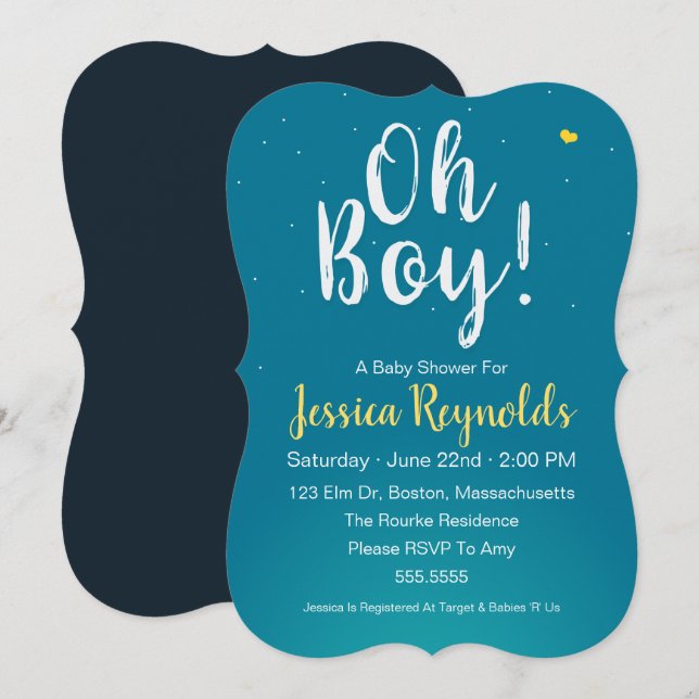 Oh Boy! – Blue Baby Boy Shower Invitation (Front/Back)