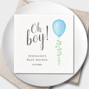 Oh Boy Blue Balloon Boy Baby Shower Napkin
