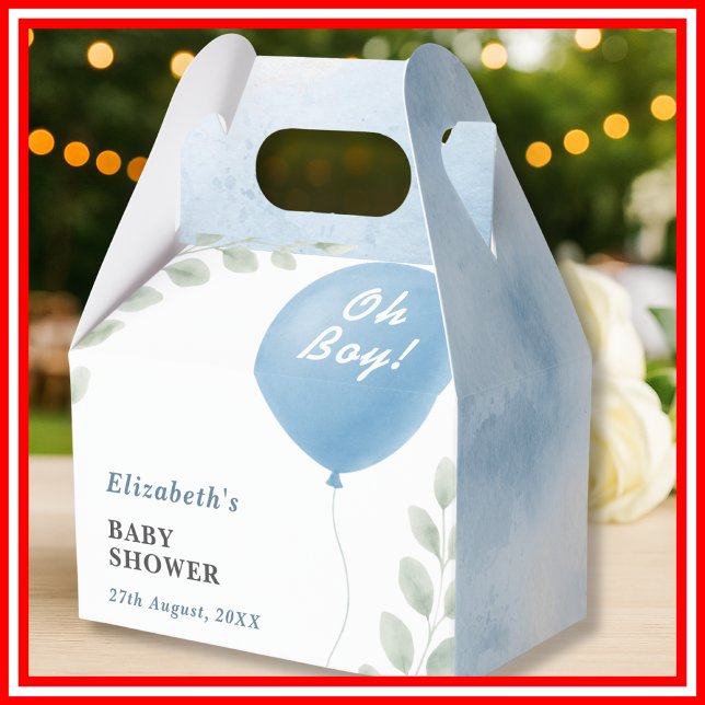 Oh Boy Blue Balloon Eucalyptus Baby Shower Favour  Favour Box (Creator Uploaded)