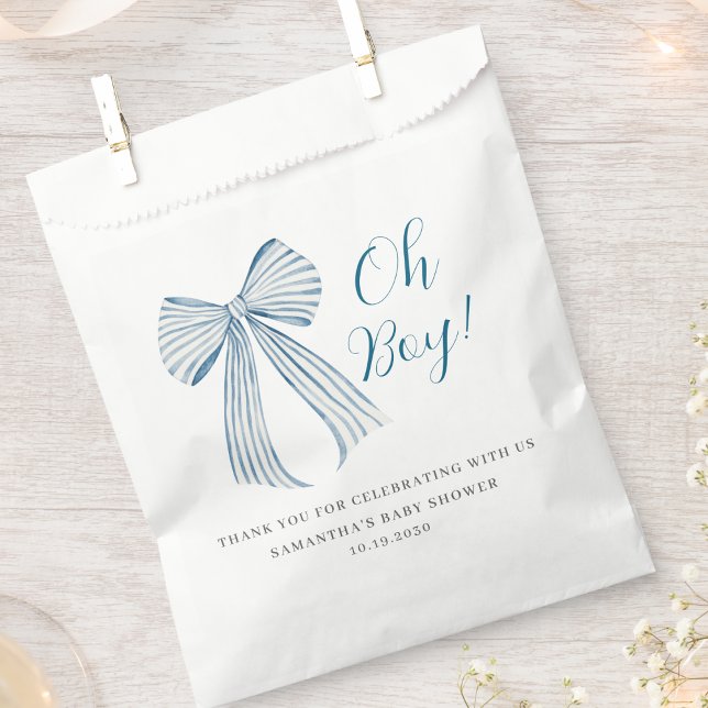 Oh Boy Blue Bow Baby Shower  Favour Bags (Creator Uploaded)