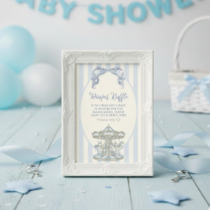  Oh Boy Blue Bow Carousel Diaper Raffle  Enclosure Card