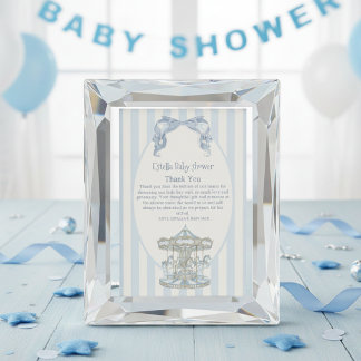 Oh Boy Blue Bow Carousel Watercolor Baby Shower Thank You Card