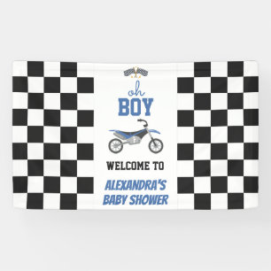 Oh Boy Blue Dirt Bike Baby Shower Banner