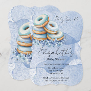 Oh Boy Blue Doughnuts Baby Shower Invitation