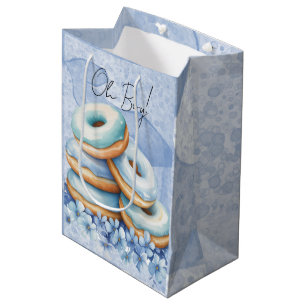 Oh Boy Blue Doughnuts Baby Shower Medium Gift Bag