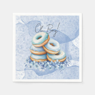 Oh Boy Blue Doughnuts Baby Shower Napkin