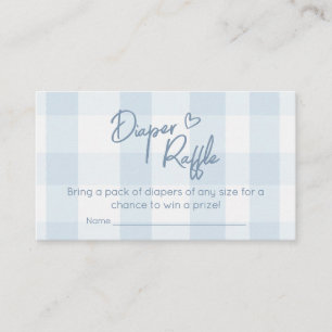 Oh Boy Blue Gingham Baby Shower Diaper Raffle Enclosure Card