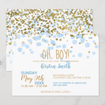 Oh Boy! Blue & Gold Confetti Boy Baby Shower